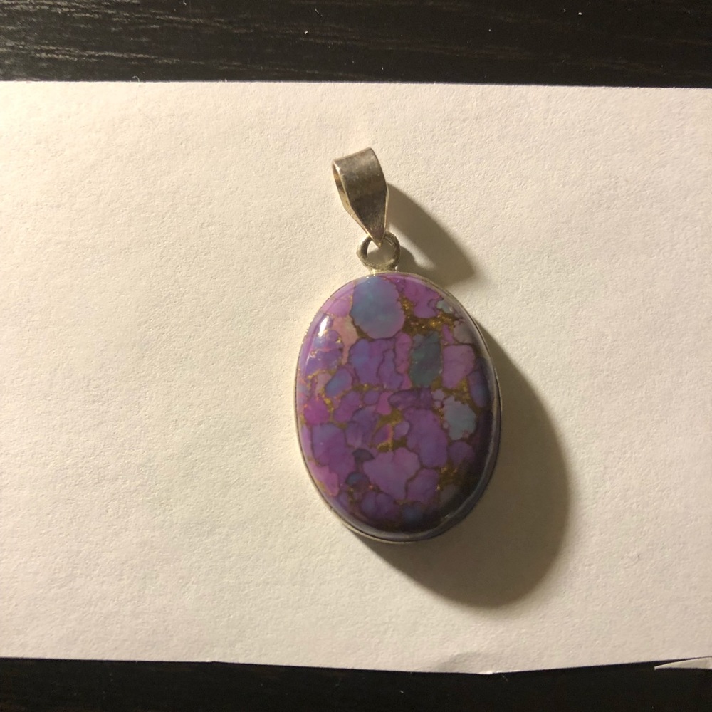 Purple turquoise sterling silver pendant